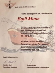 Nautik Schule Berufsfeuerwehr Basel Emil Munz - Ausbildung zum Radarfahrer
